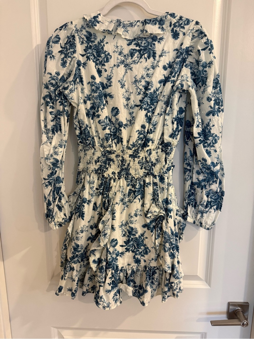Gap x LoveShackFancy Blue Floral Ruffle Long Sleeve Mini Dress - Picture 2 of 10